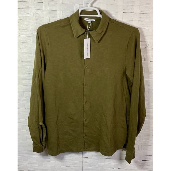 Cotton Citizen Other - Cotton Citizen Mens Presley Slub Knit‎ Shirt Sz L Olive Green LS Button Up